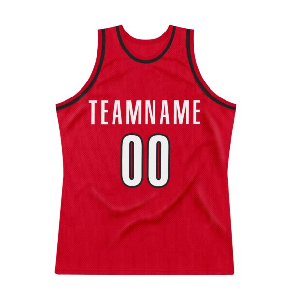 Custom Red White-Black Authentic Throwback Basketball Jersey