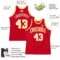 Custom Red White-Gold Authentic Throwback Basketball Jersey