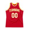 Custom Red White-Gold Authentic Throwback Basketball Jersey