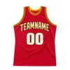 Custom Red White-Gold Authentic Throwback Basketball Jersey