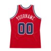Custom Red Navy-White Authentic Throwback Basketball Jersey