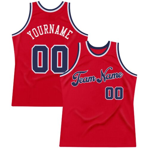 red_0199 Custom Red Navy-White Authentic Throwback Basketball Jersey