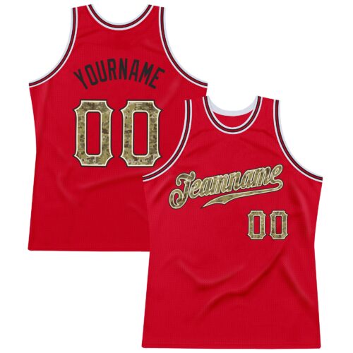 red_0200 Custom Red Camo-Black Authentic Throwback Basketball Jersey