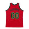 Custom Red Hunter Green-Neon Green Authentic Throwback Basketball Jersey