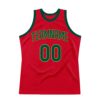 Custom Red Hunter Green-Neon Green Authentic Throwback Basketball Jersey