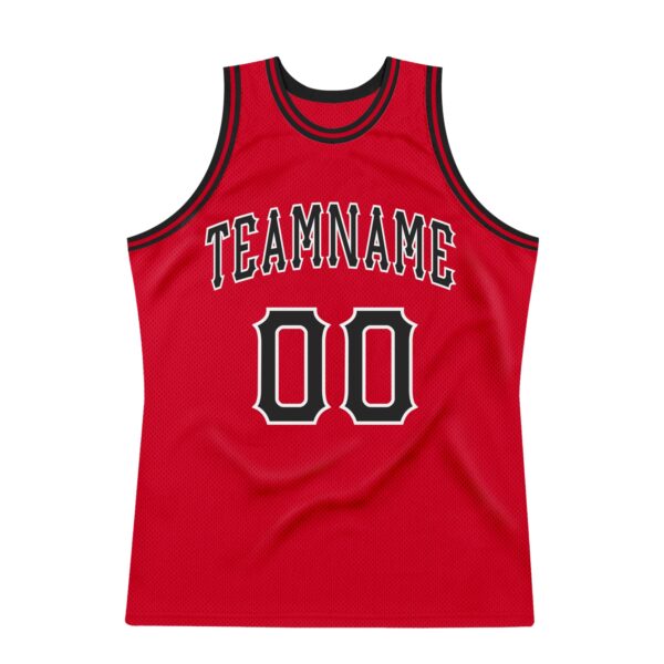 Custom Red Black-White Authentic Throwback Basketball Jersey