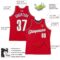 Custom Red White-Navy Authentic Throwback Basketball Jersey