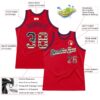 Custom Red Vintage USA Flag-Black Authentic Throwback Basketball Jersey