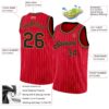Custom Red White Pinstripe Black-Old Gold Authentic Basketball Jersey