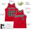 Custom Red Green-White Authentic Throwback Basketball Jersey