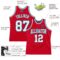 Custom Red White-Teal Authentic Throwback Basketball Jersey