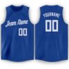 Custom Royal White Round Neck Basketball Jersey