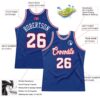 Custom Royal White-Red Authentic Throwback Basketball Jersey