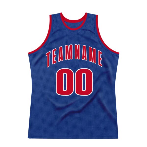 Custom Royal Red-White Authentic Throwback Basketball Jersey