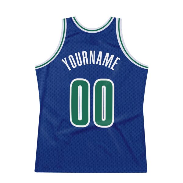 Custom Royal Kelly Green-White Authentic Throwback Basketball Jersey