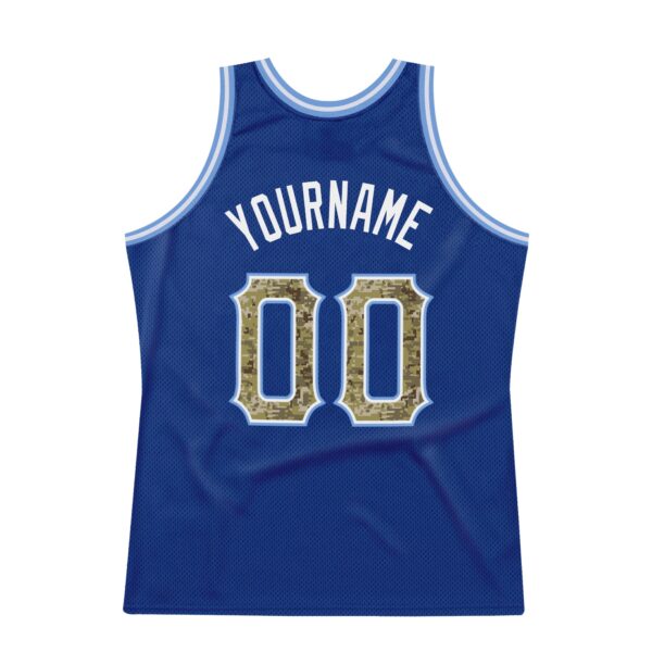 Custom Royal Camo-Light Blue Authentic Throwback Basketball Jersey