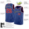 Custom Royal White Pinstripe Red-Black Authentic Basketball Jersey