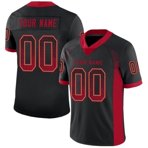 san_fr_0047 Custom Black Red-Old Gold Drift Fashion Football Jersey