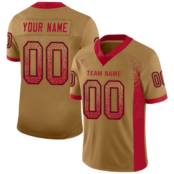 Custom Old Gold Red-Black Drift Fashion Football Jersey