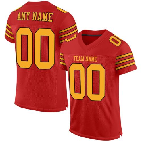 scarlet_0008 Custom Scarlet Gold-Black Mesh Authentic Football Jersey