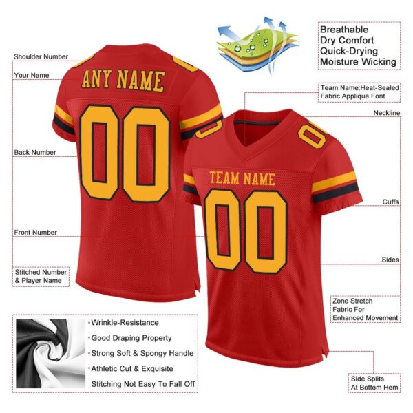scarlet_0014-3 Custom Scarlet Gold-Black Mesh Authentic Football Jersey