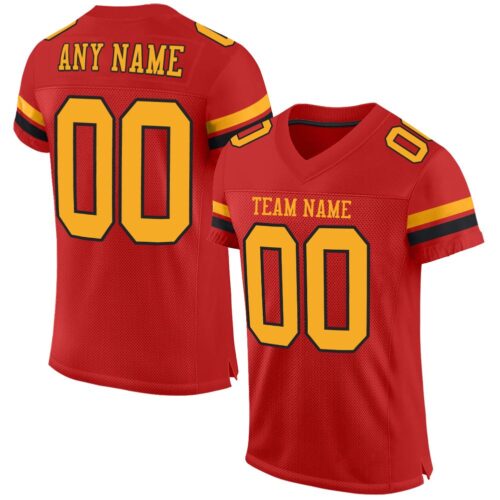 scarlet_0014 Custom Scarlet Gold-Black Mesh Authentic Football Jersey