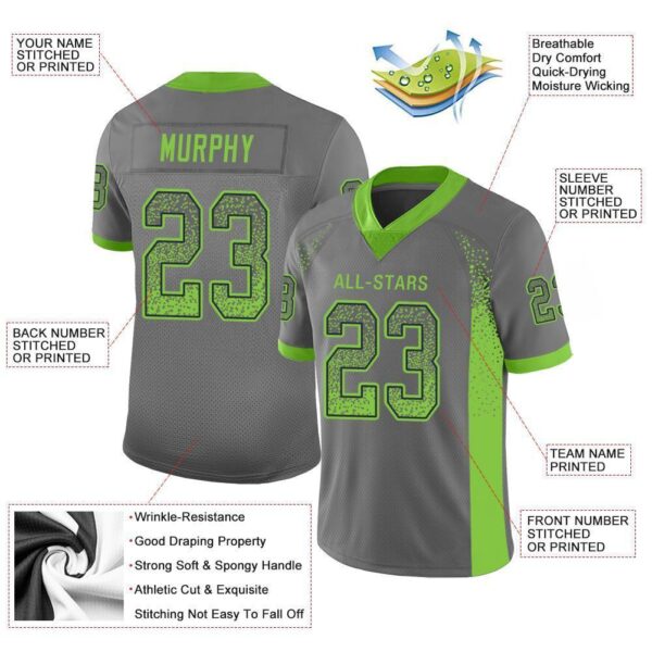 Custom Gray Neon Green-Navy Drift Fashion Football Jersey
