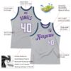 Custom Gray White-Purple Authentic Throwback Basketball Jersey