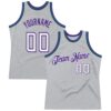Custom Gray White-Purple Authentic Throwback Basketball Jersey