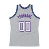 Custom Gray White-Purple Authentic Throwback Basketball Jersey