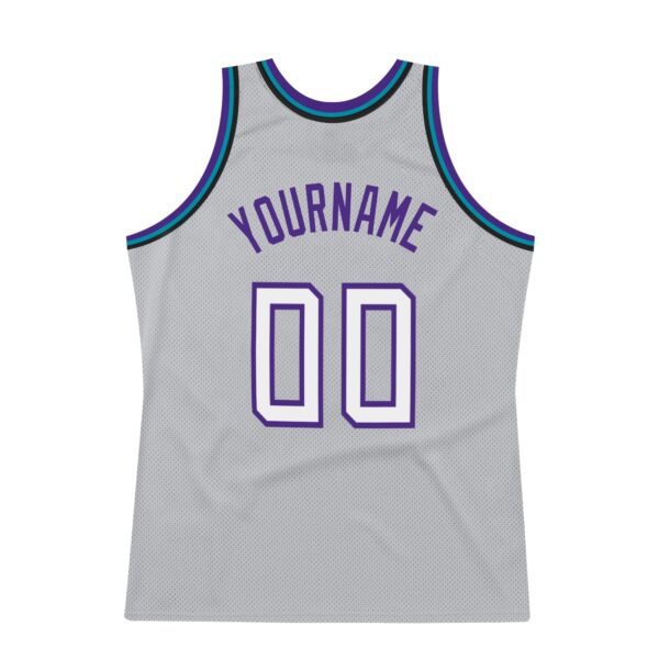Custom Gray White-Purple Authentic Throwback Basketball Jersey