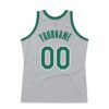 Custom Gray Kelly Green-White Authentic Throwback Basketball Jersey