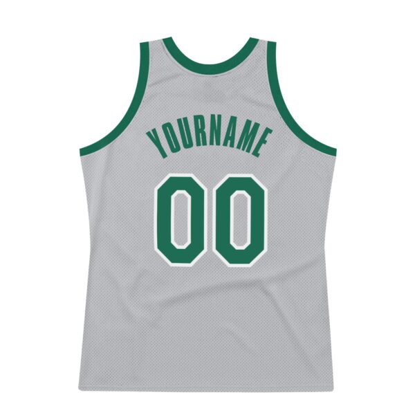 Custom Gray Kelly Green-White Authentic Throwback Basketball Jersey
