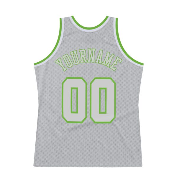 Custom Gray Gray-Neon green Authentic Throwback Basketball Jersey