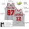 Custom Gray Black Pinstripe Red-White Authentic Basketball Jersey