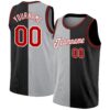Custom Black Red-Gray Authentic Split Fashion Basketball Jersey