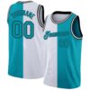 Custom White Teal-Black Authentic Split Fashion Basketball Jersey