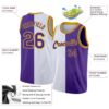 Custom White Purple-Gold Authentic Split Fashion Basketball Jersey
