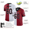 Custom Cardinal Black-White Split Fashion Football Jersey
