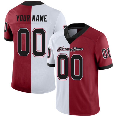 split_0207 Custom Cardinal Black-White Split Fashion Football Jersey