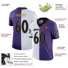 Custom Purple Black-White Split Fashion Football Jersey