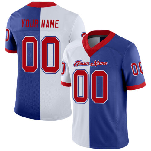 split_0209 Custom Royal Red-White Split Fashion Football Jersey