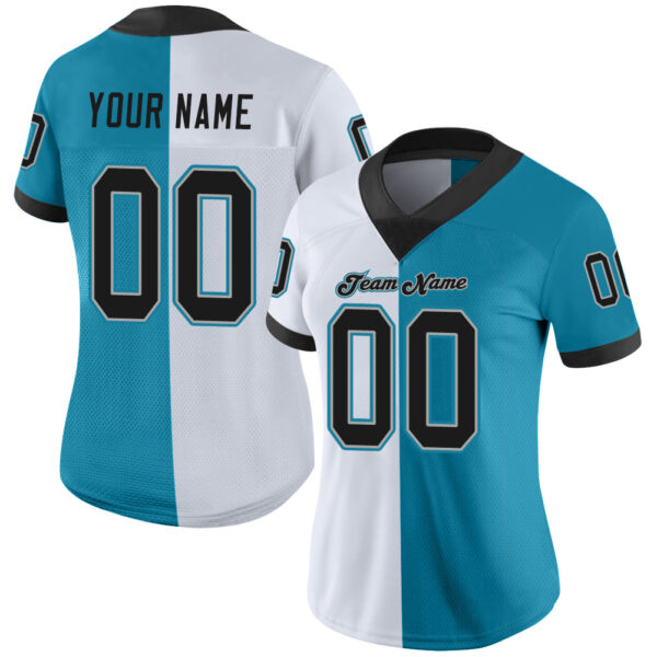 split_0210-1 Custom Panther Blue Black-White Split Fashion Football Jersey