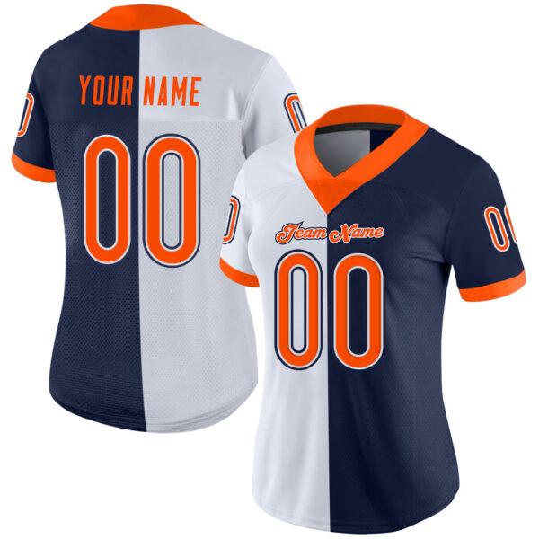 split_0211-1 Custom Navy Orange-White Split Fashion Football Jersey