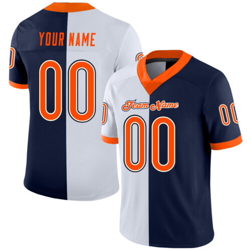split_0211 Custom Navy Orange-White Split Fashion Football Jersey