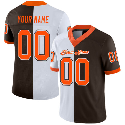 split_0213 Custom Brown Orange-White Split Fashion Football Jersey