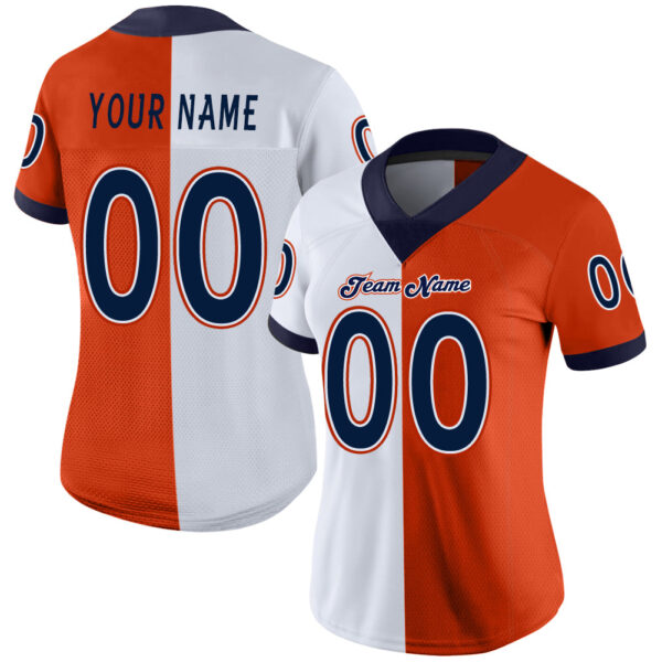 split_0215-1 Custom Orange Navy-White Split Fashion Football Jersey
