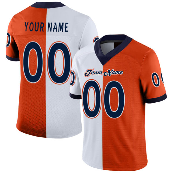 split_0215 Custom Orange Navy-White Split Fashion Football Jersey