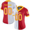 Custom Scarlet Gold-White Split Fashion Football Jersey