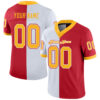 Custom Scarlet Gold-White Split Fashion Football Jersey